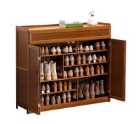 Bamboo Shoe Cabinet 6/7 Tier Bifold Door Shoe Rack Entryway Sto for 35-48 Pairs Slish nizer for Hallway Office Living Room