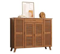 Bamboo Shoe Cabinet - Large Capacity Storage Organizer for 12-20 Pairs with Drawer and Doors, Space-Saving Entryway Solution for Bedroom Living Room, 127 cm