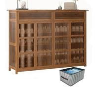 Bamboo Shoe Cabinet - Space-Saving 4-Door High Capacity Storage for Entryway, Living Room, Hallway - Elegant and Functional Solution for Organizing Footwear