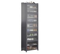 Bamboo Shoe Cabinet with Acrylic Doors 11 Tier Space Saving Shoe Rack for Entryway Tall Organizer for Hallway Stylish Storage Solution (52.4cm)