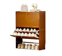 Bamboo Shoe Cabinet with Doors Multi Tier Entryway for Narrow Spaces Stylish Tall Shoe Rack for Hallways or Bedrooms (50x87cm)