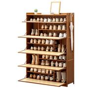 Bamboo shoe cabinet with drop-down doors and two hooks, suitable for both the hallway and living room.