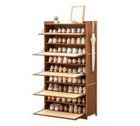Bamboo shoe cabinet with drop-down doors and two hooks, suitable for both the hallway and living room.