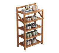 Bamboo Shoe Rack 2/3/4/5 Tier Folding Wooden Storage Shelf for Entryway Hallway Bedroom and Corridors Space Saving Log Color Design 50cm 5 Layers