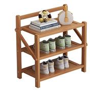 Bamboo Shoe Rack 2/3/4/5 Tier Wooden Storage Shelf Folding Design for Entryway Hallway Bedroom 3 Layers 50cm Log Color Space Saving Solution