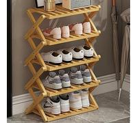 Bamboo Shoe Rack 5 Tier Space Saving Foldable Indoor Outdoor Use Stylish Wooden Finish 50cm Height Versatile Storage Solution for Camping and Home
