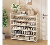 Bamboo Shoe Rack - 6-Tier Free Standing Storage Shelf with Removable Partition for Shoes, Large Capacity Closet Organizer Solution