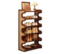 Bamboo Shoe Rack 6-Tier Narrow Sto nizer with Rattan Sides High Capaci for Hallway Entryway Closet (Brown 19.6in/50cm)