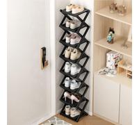 Bamboo Shoe Rack 6-Tier Slim nizer Foldable Wooden Storage for Entryway or Garage Perfect for Small Spaces Black Color Stylish and Functional Design