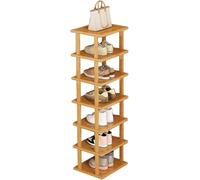 Bamboo Shoe Rack, 8-Tier Tall Narrow Vertical Space-Saving Organizer for Entryway, Hallway, Living Room