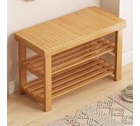 Bamboo Shoe Rack Bench 3-Tier Entryway 200kg Load Capacity Natural Wood Storage for Living Room Entry Bedroom & Bathroom (50cm)