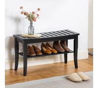Bamboo Shoe Rack Bench Farmhouse Style StorageHeavy-Duty 300lbs Capacity Entryway & Bedroom Furniture (77x30x45cm/30x12x18in)