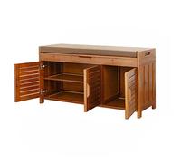 Bamboo Shoe Rack Bench with Removable Cushion, 2 Tier Entryway Shoe Storage Organizer Shelf with with Detachable Cushion and Hidden Storage Compartment for Bedroom Living Room