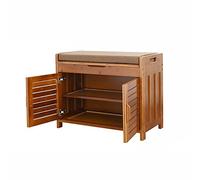 Bamboo Shoe Rack Bench with Removable Cushion, 2 Tier Entryway Shoe Storage Organizer Shelf with with Detachable Cushion and Hidden Storage Compartment for Bedroom Living Room