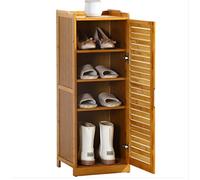 Bamboo Shoe Rack Cabinet with Shutter Doors, 4/5 Tier Free Standing Organizer for Entryway & Closet - Stylish Heels & Sneakers Storage Solution