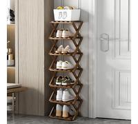 Bamboo Shoe Rack for Entryway - Vertical Storage nizer 5/6/7/8/9-Tier Durable & Space-Saving Foldable Design for Small Spaces Maximize Storage Capacity.