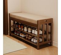 Bamboo Shoe Rack with Cushioned Seat Open Storage for Entryway Hallway Living Room Space-Saving Design Brown (80 cm)