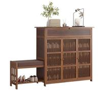 Bamboo Shoe Rack with Ders & Divider, 18-26 Pairs Capaci, Space-Saving Shoe Cabinet & Bench for Entryway, Hallway, Living Room - 100cm Slish Sto Solut