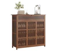 Bamboo Shoe Rack with Ders & Divider, Holds 18-26 Pairs, Space-Saving Shoe Cabinet with Bench for Entryway, Hallway & Living Room Sto, 100cm