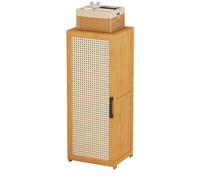 Bamboo Shoe Rack with Door, Tall Narrow Storage Organizer for Small Spaces, Free Standing Corner Cabinet - Stylish Storage Solution (30×33×188cm)