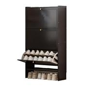 Bamboo Shoe Rack with Flip Doors Tall Entryway Multi Tier Storage Shelves for Narrow Hallways or Bedrooms (50x120cm)