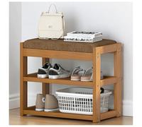 Bamboo Shoe Rack with Storage Entryway Bench with Seat & 2 Shelves Heavy Duty Support for Hallway & Bedroom Dimensions: 50 60 70 80 90 100x29x48CM