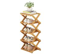 Bamboo Shoe Shelf - 5-Tier Portable Folding Storage Rack Freestanding Shoe for Bedroom Bathroom Kitchen & Hallway No Installation Needed Space-Saving Design