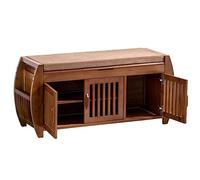 Bamboo Shoe Storage Bench with Upholstered Seat - 2-Tier Shoe Rack nizer for Entryway Living Room & Hallway - Stylish Brown Design (Size: 102x32x46.5cm)