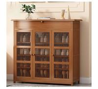 Bamboo Shoe Storage Cabinet - Stylish 2/3/4 Door Shoe Rack with Drawer Free Standing Shoe for Corridor & Living Room 100x35x99cm (Brown)