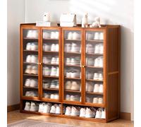 Bamboo Shoe Storage Cabinet with 2/3/4 Doors, Freestanding Entryway Shoe Rack Organizer with 32cm Wide Countertop for Various Home Storage, Easy to Clean