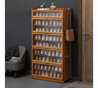 Bamboo Shoe Storage Cabinet with Acrylic Doors - 5/7/9-Tier Narrow Rack for Bedroom Classroom Dining Room & Garage - Space-Saving Free Standing with Side Hooks 145 * 33 * 80CM