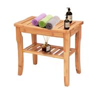 Bamboo Shower Bench Seat Waterproof Spa Chair Seat with Storage Shelf