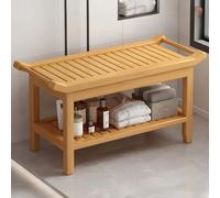 Bamboo Shower Bench with Shelf and Handles - Versatile Footstool for Indoor and Outdoor Use, Eco-Friendly Design