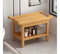 Bamboo Shower Bench with Shelf and Handles - Versatile Footstool for Indoor and Outdoor Use, Eco-Friendly Design