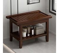 Bamboo Shower Bench with Shelf and Handles - Versatile Footstool for Indoor and Outdoor Use, Eco-Friendly Design
