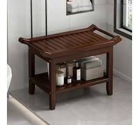 Bamboo Shower Bench with Shelf and Handles - Versatile Footstool for Indoor and Outdoor Use, Eco-Friendly Design
