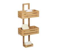 Bamboo shower caddy Hanging Bath Shelf 3 Baskets Natural Material 3 Shelves