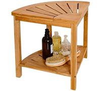 Bamboo Shower Stool for Seniors Corner Shower Bench Compact Bath Stool Non Slip Bathroom nizer for Shaving Legs Safe and Stylish Shower Chair