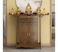 Bamboo Shrine Altar Table, Chinese Buddha Niche Cabinet with Drawer for Meditation and Home Incense