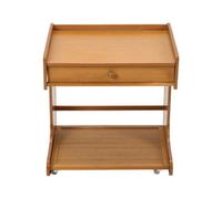 Bamboo Side Table Drawer Storage Bedside Nightstand Tea Sofa End Table W/ Wheels