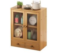 Bamboo Sideboard Storage Cabinet with 2 Doors & Drawers Stylish Kitchen Display & Countertop Perfect for Bathroom & Office nization