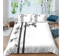 Bamboo Single Duvet Cover Set 3D Printed Chinese Style Bedding Set Ultra Soft Microfiber Quilt Cover 150x200 cm for Single Bed with 2 Pillowcases with Zipper C/1929