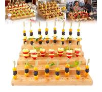 Bamboo Skewer Holder Food Display, 5/6-Tier Skewer Board Stand with 180 Holes & 100 Heart-Shaped Skewers for Appetizers, Fruit Kabobs, BBQ, Buffet,Wedding Parties (5-Tier)