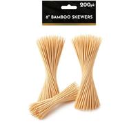 Bamboo Skewers 8 Inch 200 Pcs Wooden BBQ Skewers Sticks Kebab Skewer, Cocktail Picks, Fruit Toothpicks Long Wood Barbecue Stick for Grilling, Appetizer, Burger & Party Food