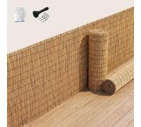 Bamboo Slat Fence, Decorative Backyard Fence Rolls Bamboo Privacy Fence Covering for Backyard, Balcony, Garden, and Pool Area Breathable Cuttable(Beige,H120xL100cm)