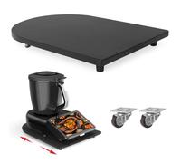 Bamboo Sliding Board for Thermomix TM7 with 360° Wheels, Easy Moving of the TM7, High-Quality Rolling Board Accessories with Non-Slip Rubber Feet, Secure Stand, Black