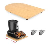 Bamboo Sliding Board for Thermomix TM7 with 360° Wheels, Effortless Moving of the TM7, High-Quality Rolling Board Accessories with Non-Slip Rubber Feet, Secure Stand, Natural