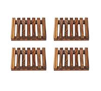Bamboo Soap Dish Good Ventilation Drainage Water Resistant Soap Saver 4 Pcs Suitable for Bathroom Kitchen