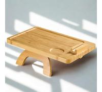 Bamboo Sofa Arm Tray with Phone Holder & Cup Holder - Non-Slip Sofa Armrest Table for Drinks, Snacks & Remotes - Fits Most Sofas - Natural Bamboo