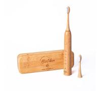 Bamboo Sonic Electric Toothbrush with Rechargeable Handle, IPX7 Waterproof, 2 x Bio Heads, 1 x Travel Case